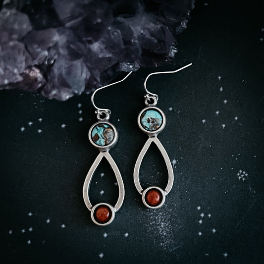 Journey to Mars Earrings - Copper Chrysocolla Earth and Red Jasper