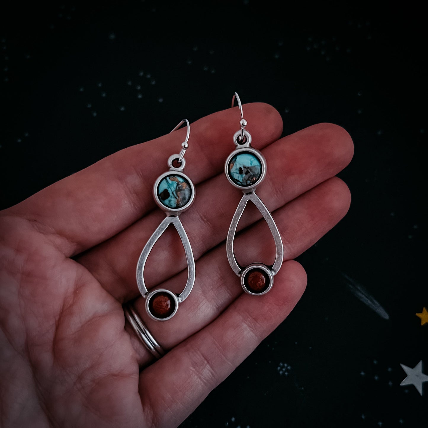 Journey to Mars Earrings - Copper Chrysocolla Earth and Red Jasper