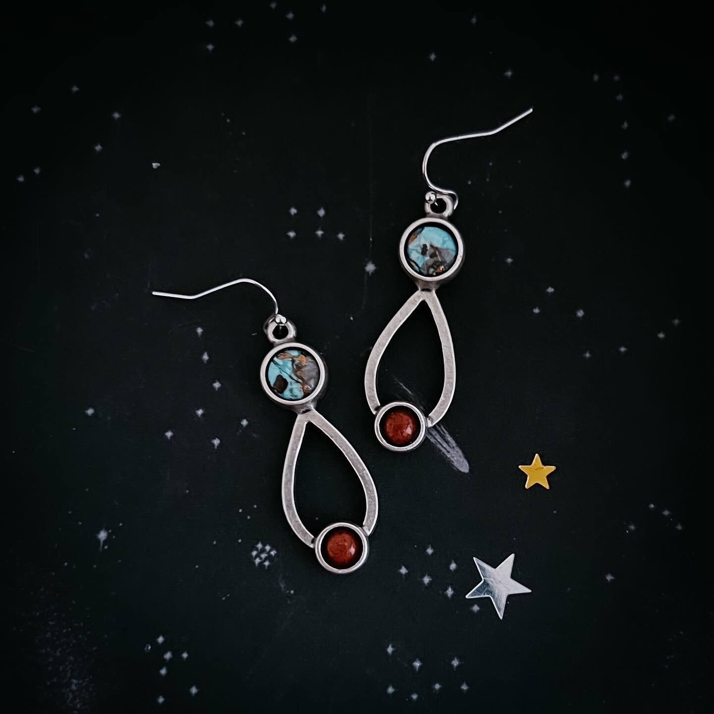 Journey to Mars Earrings - Copper Chrysocolla Earth and Red Jasper