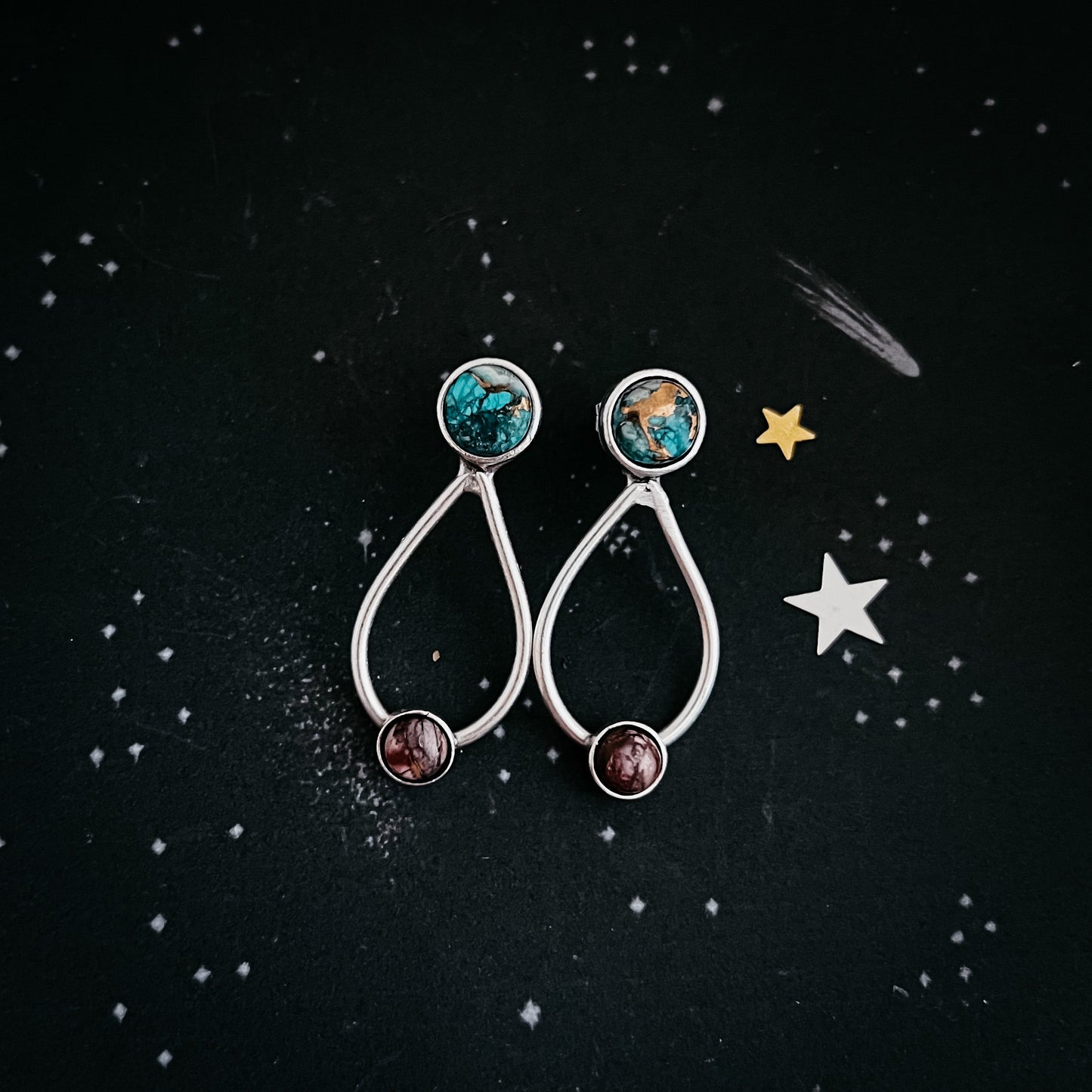 Journey to Mars Earrings - Copper Chrysocolla Earth and Red Jasper
